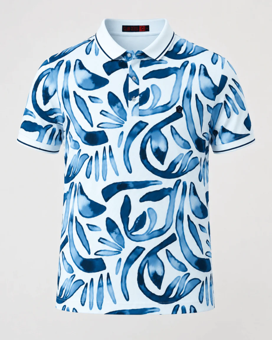 Teeshion Blue Watercolor Abstract Print Premium Polo Shirt
